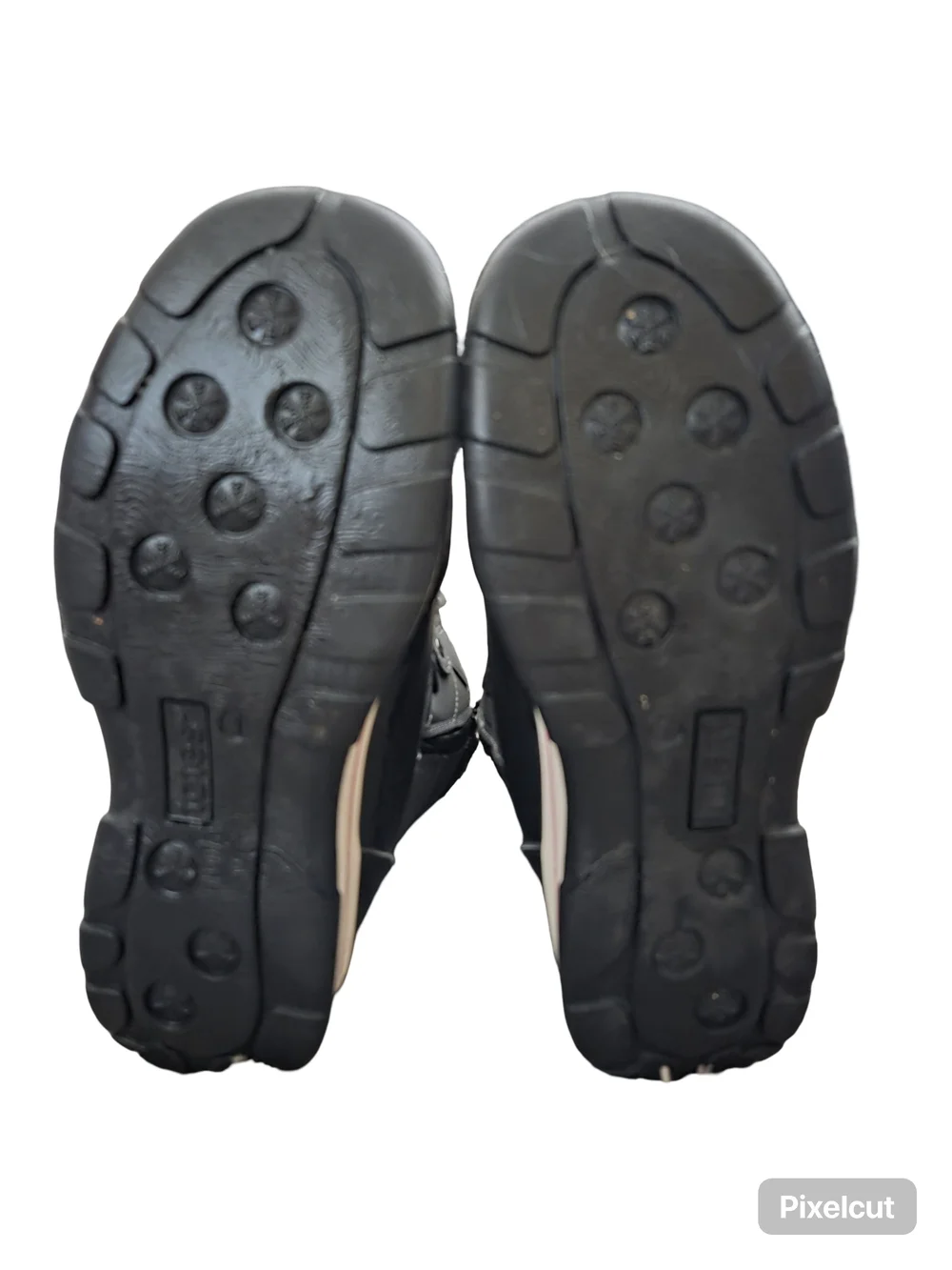 totes Kids Grey and Black Snow Boots with Pink Laces